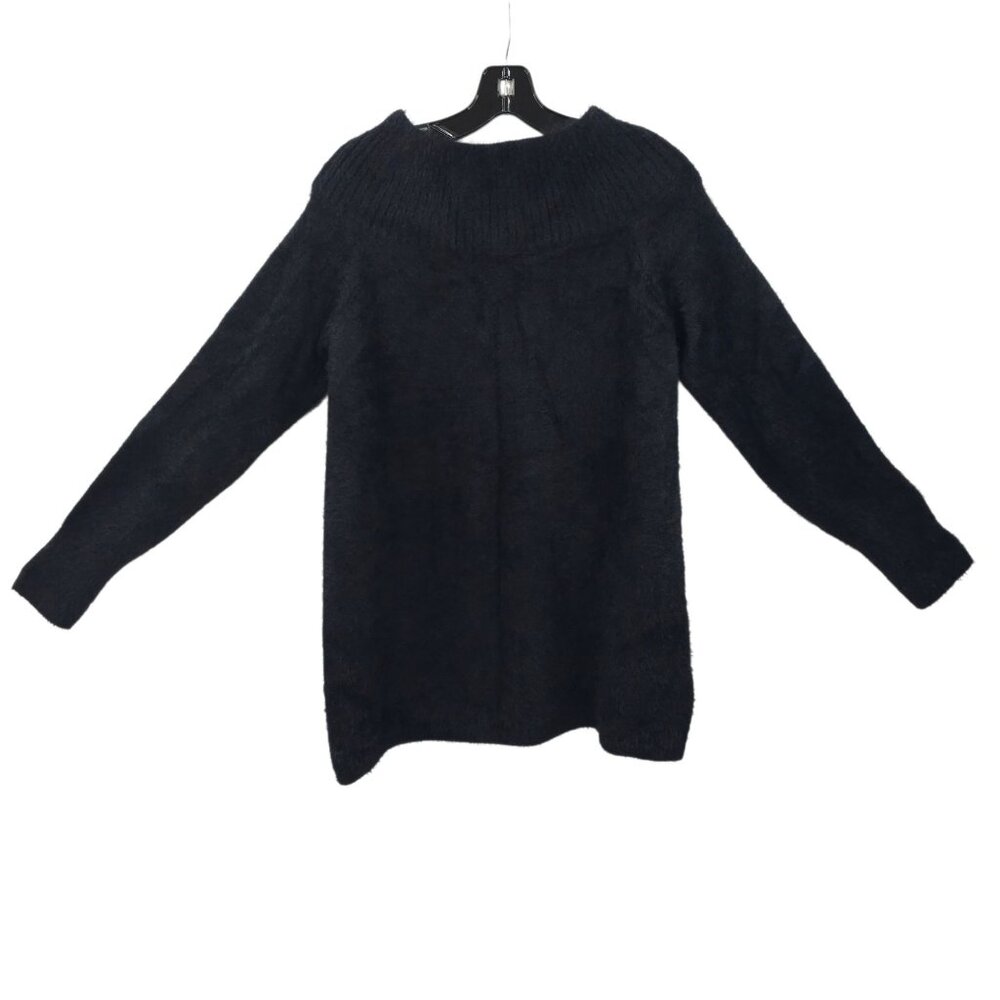 Loft Sweater Fuzzy Womens L Pullover Ribbed Wide Mock Neck Essential Tunic NEW - Picture 3 of 16